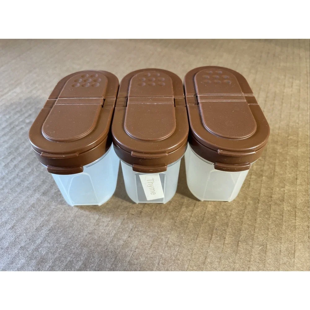 3 Tupperware # 1843 Modular Mates Spice Shaker Container Small‎ (brown)